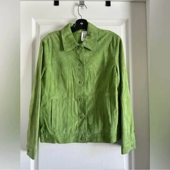 Green Suede Women's Jacket - Picture 2 of 7